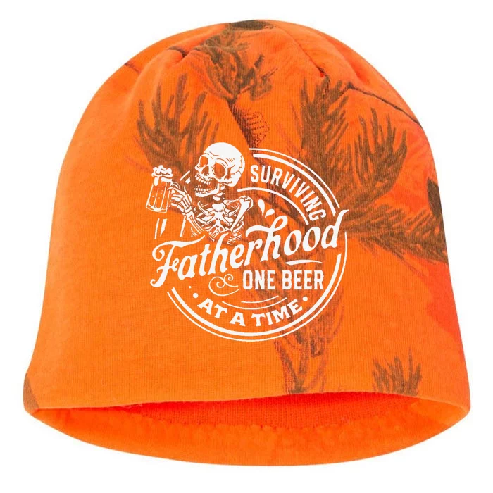 Surviving Fatherhood One Beer At A Time Funny Dad Joke Kati - Camo Knit Beanie