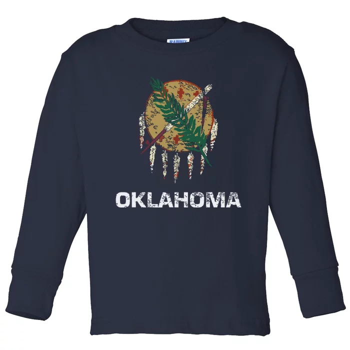 State Flag Of Oklahoma Tulsa Norman Oklahoma City Toddler Long Sleeve Shirt