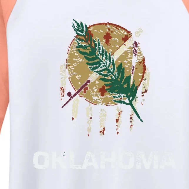 State Flag Of Oklahoma Tulsa Norman Oklahoma City Women's Tri-Blend 3/4-Sleeve Raglan Shirt