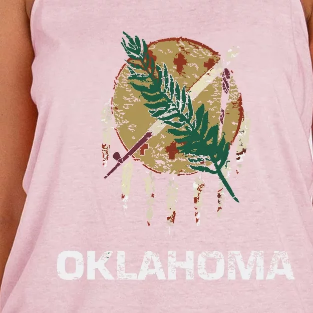 State Flag Of Oklahoma Tulsa Norman Oklahoma City Women's Knotted Racerback Tank