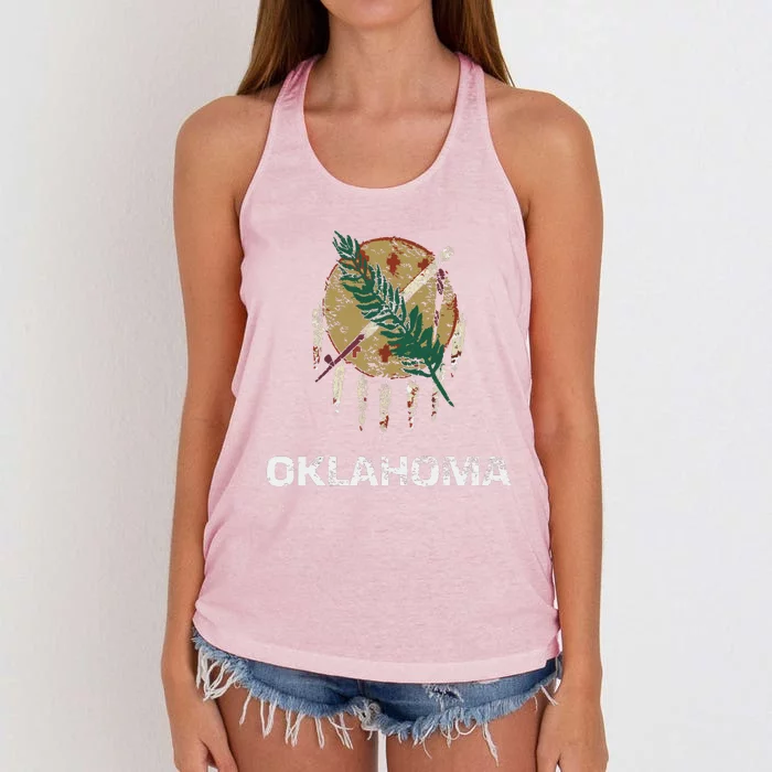 State Flag Of Oklahoma Tulsa Norman Oklahoma City Women's Knotted Racerback Tank