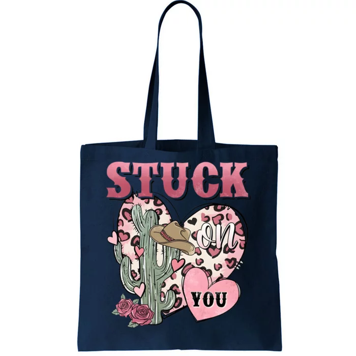 Stuck Funny On You Western Valentines Day Retro Cactus Tote Bag