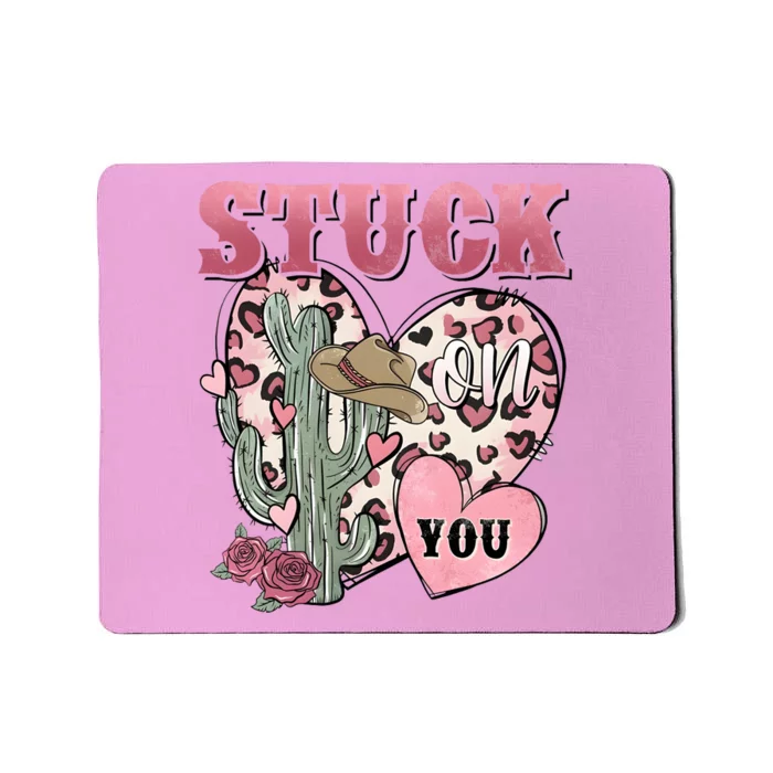 Stuck Funny On You Western Valentines Day Retro Cactus Mousepad