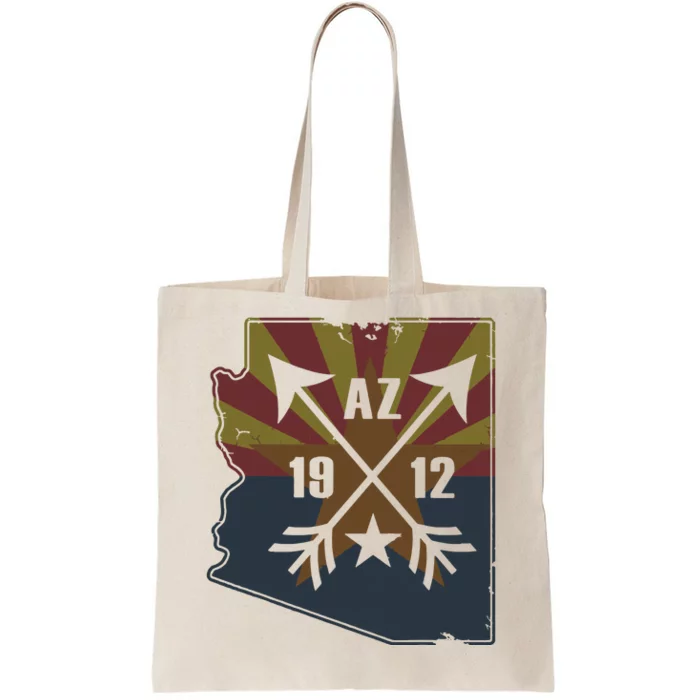 State Flag Of Arizona Map Retro Fade Tote Bag