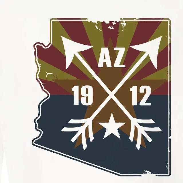 State Flag Of Arizona Map Retro Fade Cropped Pullover Crew