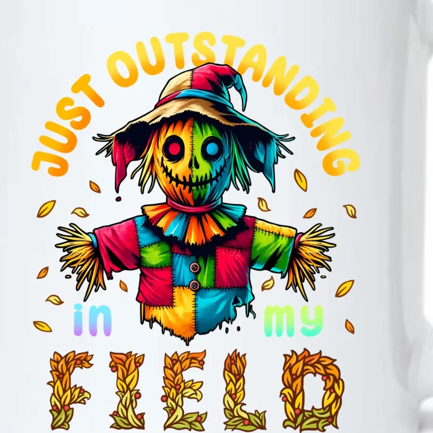 Scarecrow Funny Outstanding In My Field Autumn Joke Gift Black Color Changing Mug