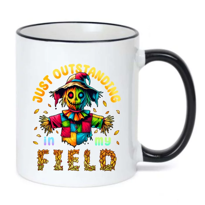 Scarecrow Funny Outstanding In My Field Autumn Joke Gift Black Color Changing Mug