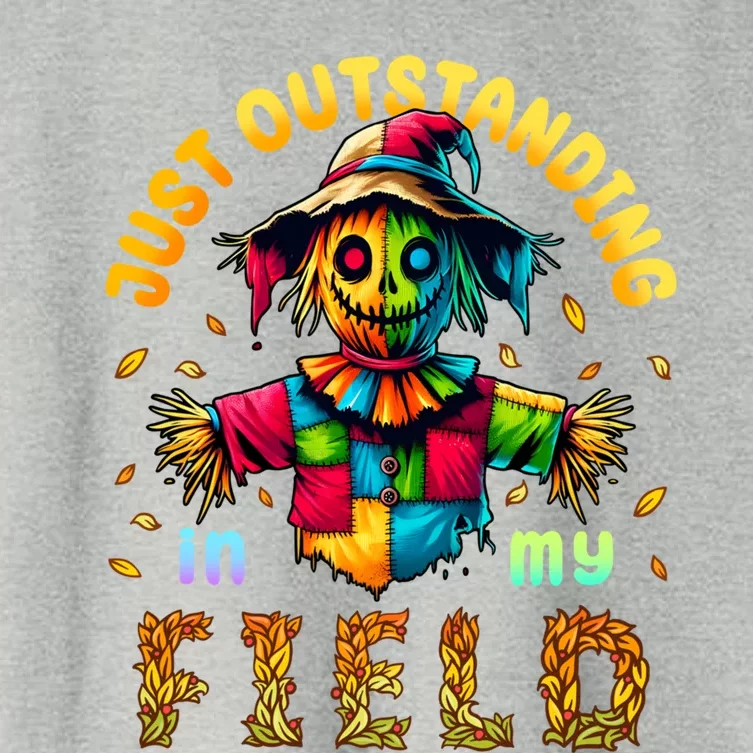 Scarecrow Funny Outstanding In My Field Autumn Joke Gift Women's Crop Top Tee