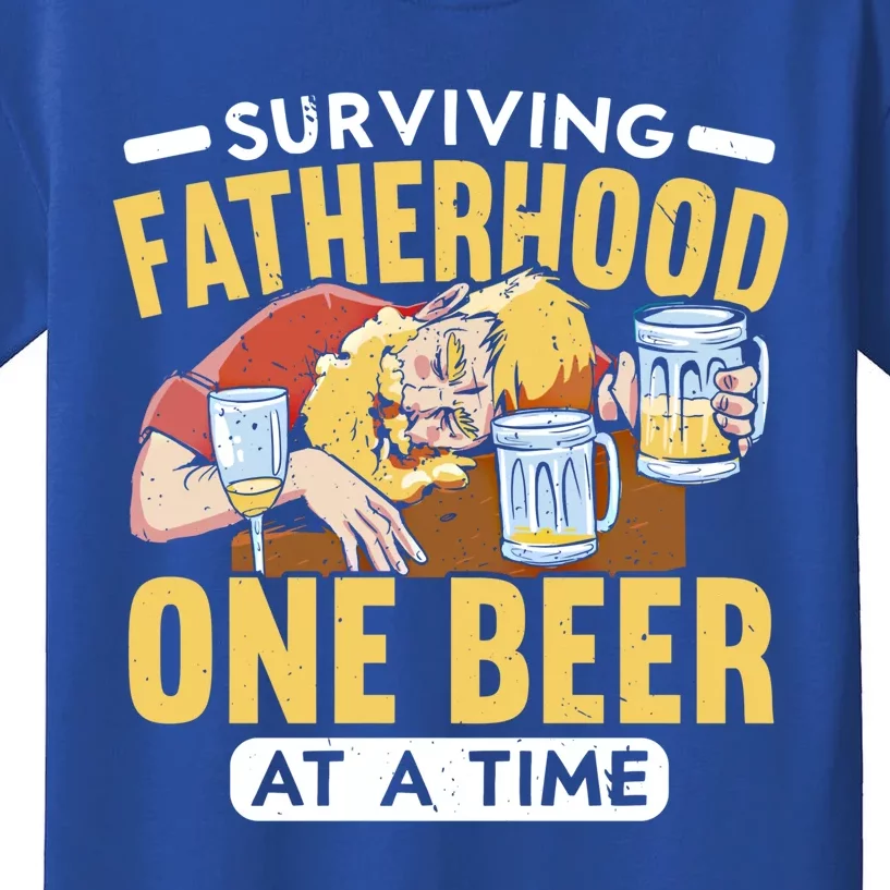 Surviving Fatherhood One Beer At A Time Alcoholic Daddy Gift Kids T-Shirt