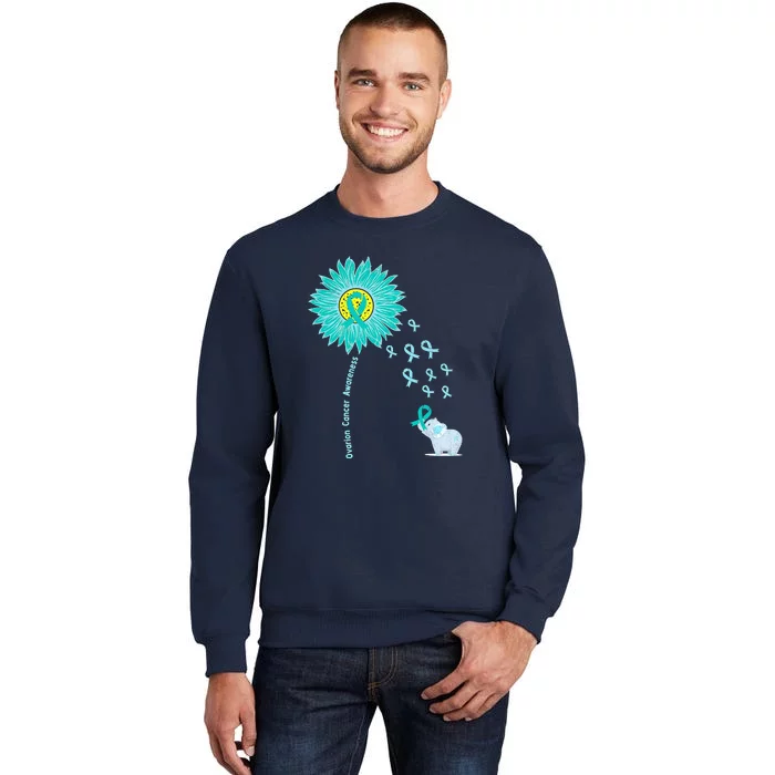 Support For Ovarian Cancer Awareness Teal Ribbon Product Tall Sweatshirt