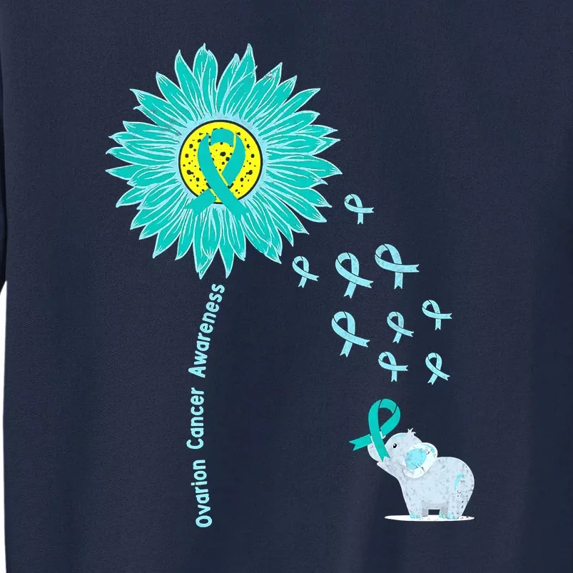 Support For Ovarian Cancer Awareness Teal Ribbon Product Tall Sweatshirt