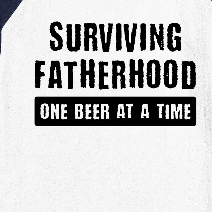 Surviving Fatherhood One Beer At A Time Cool Gift Funny Dad Gift Baseball Sleeve Shirt