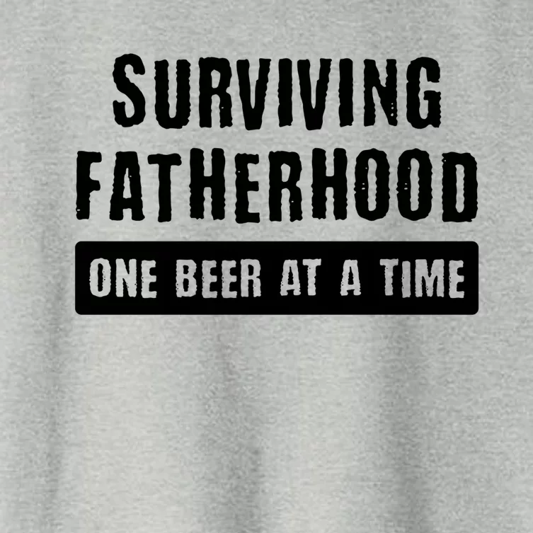 Surviving Fatherhood One Beer At A Time Cool Gift Funny Dad Gift Women's Crop Top Tee