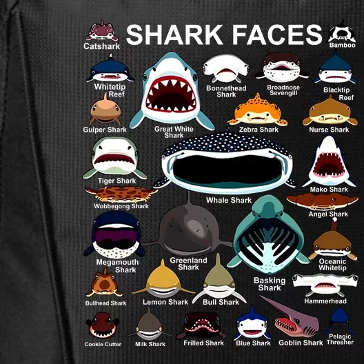 Shark Faces Of All Kinds City Backpack