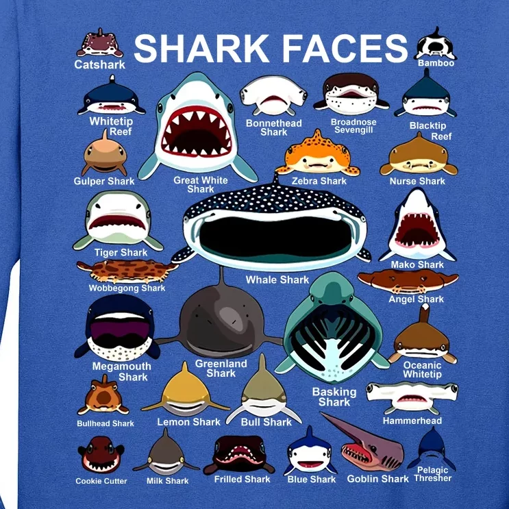 Shark Faces Of All Kinds Tall Long Sleeve T-Shirt