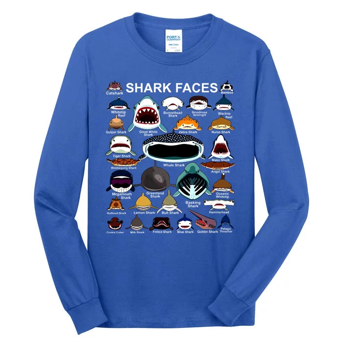 Shark Faces Of All Kinds Tall Long Sleeve T-Shirt