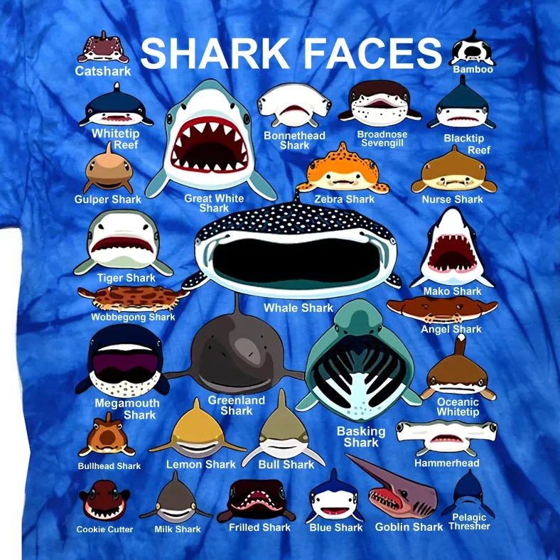 Shark Faces Of All Kinds Tie-Dye T-Shirt