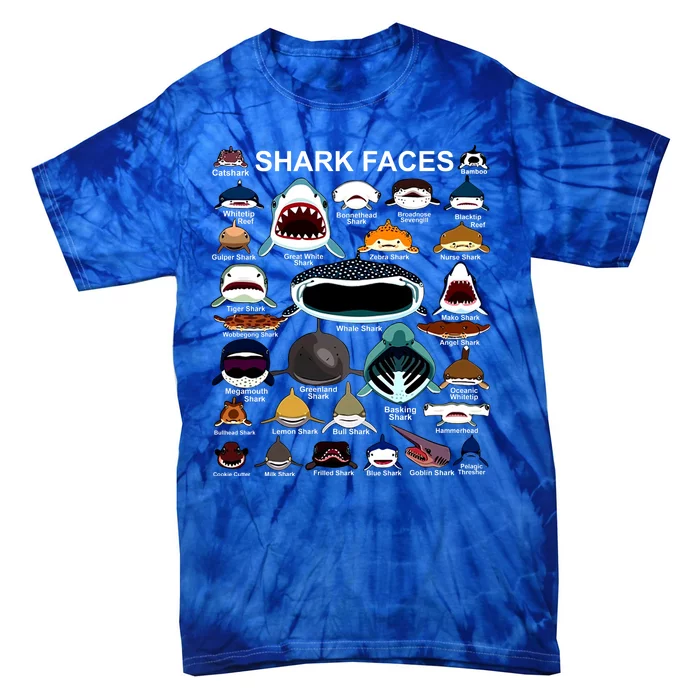 Shark Faces Of All Kinds Tie-Dye T-Shirt