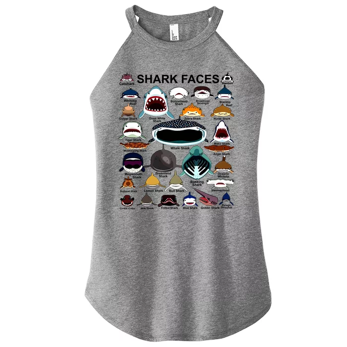 Shark Faces Of All Kinds Women’s Perfect Tri Rocker Tank