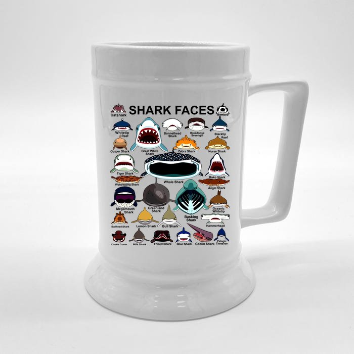 Shark Faces Of All Kinds Front & Back Beer Stein