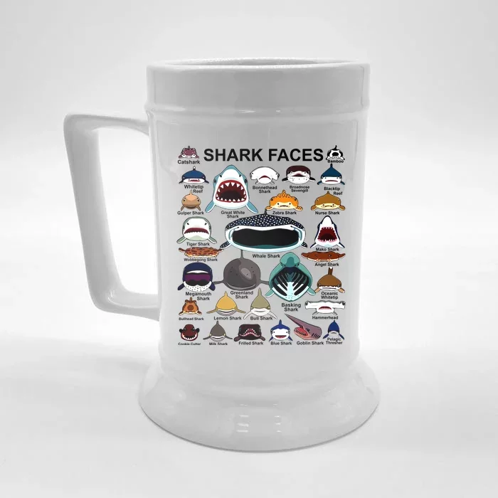 Shark Faces Of All Kinds Front & Back Beer Stein