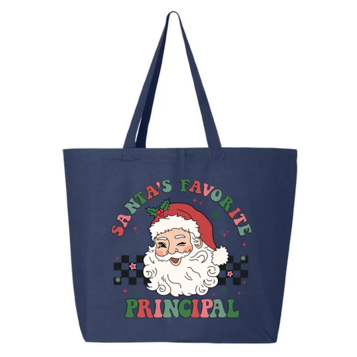 SantaS Favorite Principal Retro Groovy Santa Face Christmas Gift 25L Jumbo Tote