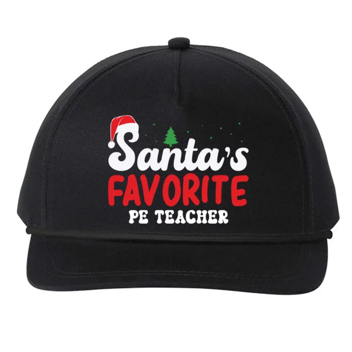 SantaS Favorite Pe Teacher Christmas Pajamas Gift Snapback Five-Panel Rope Hat