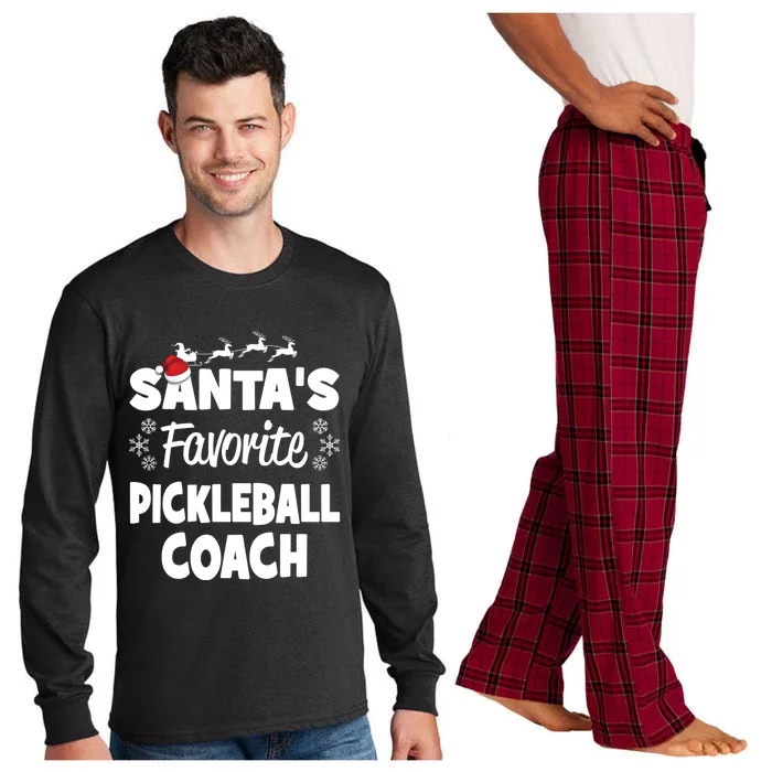 SantaS Favorite Pickleball Coach Funny Christmas Matching Gift Long Sleeve Pajama Set