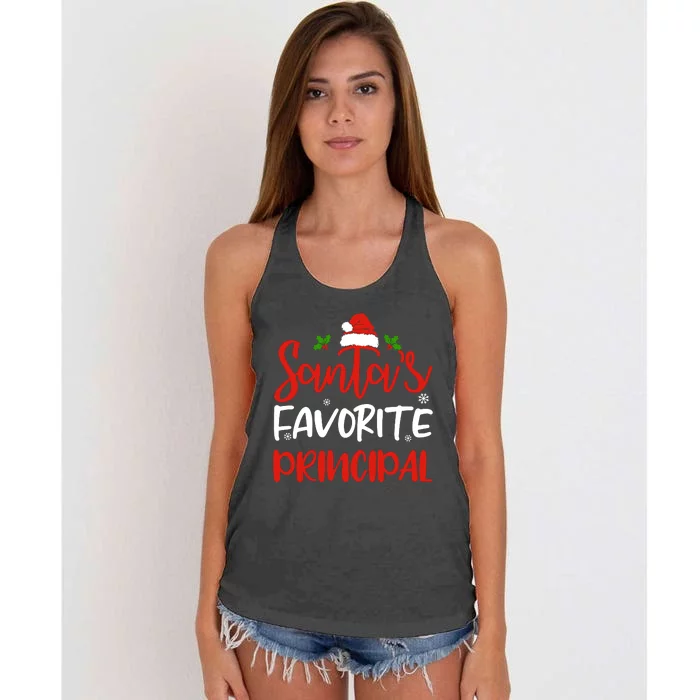 SantaS Favorite Principal Funny Christmas Gifts Women's Knotted Racerback Tank