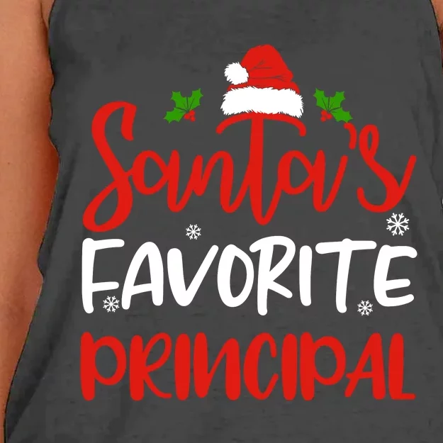 SantaS Favorite Principal Funny Christmas Gifts Women's Knotted Racerback Tank