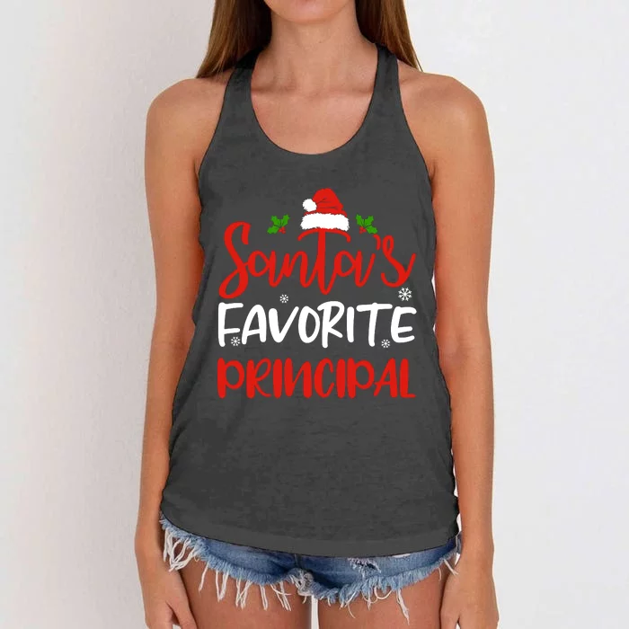 SantaS Favorite Principal Funny Christmas Gifts Women's Knotted Racerback Tank