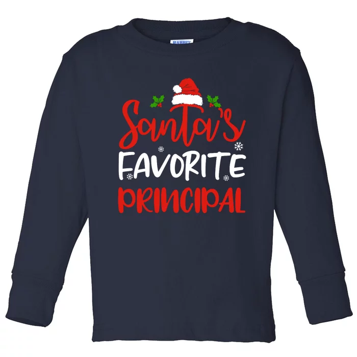 SantaS Favorite Principal Funny Christmas Gifts Toddler Long Sleeve Shirt