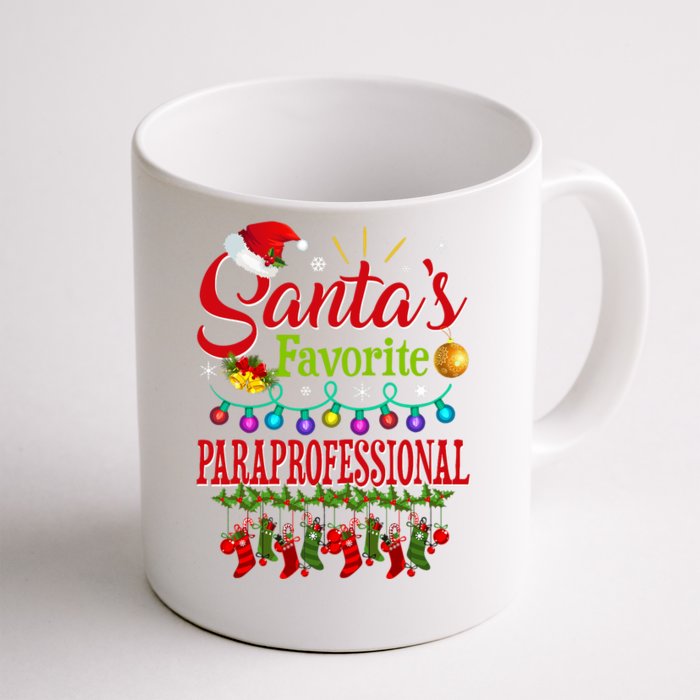 SantaS Favorite Paraprofessional Christmas Santa Hat Light Front & Back Coffee Mug