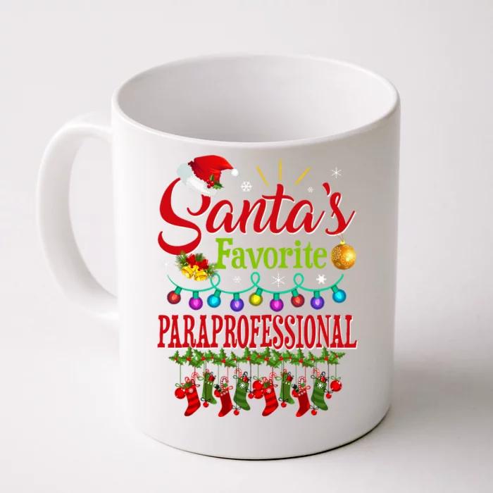 SantaS Favorite Paraprofessional Christmas Santa Hat Light Front & Back Coffee Mug