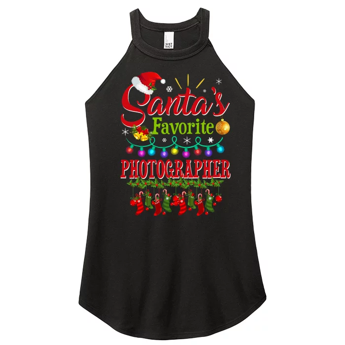 SantaS Favorite Photographer Christmas Santa Hat Light Women’s Perfect Tri Rocker Tank