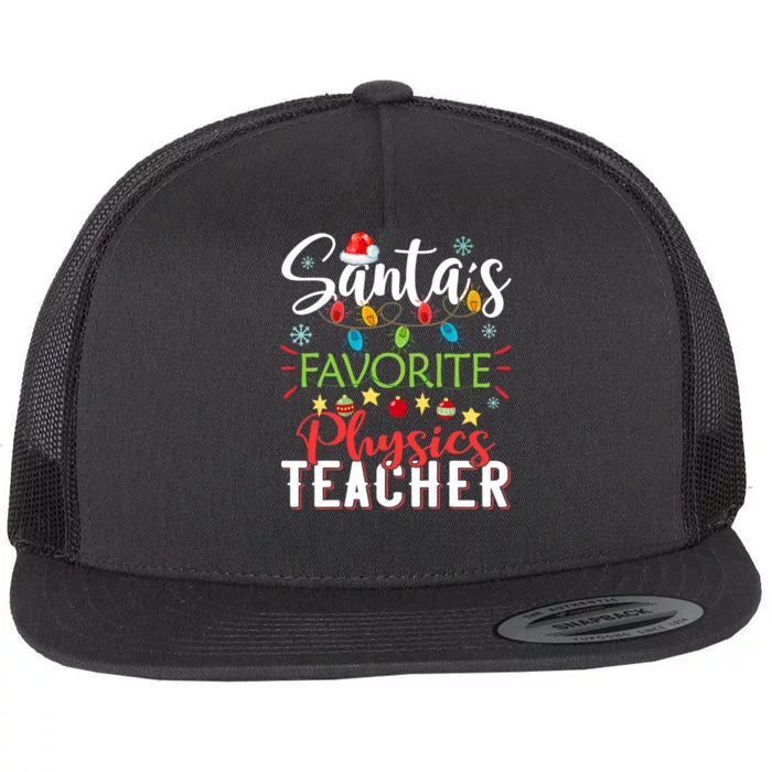 SantaS Favorite Physics Teacher Xmas Light Hat Christmas Flat Bill Trucker Hat