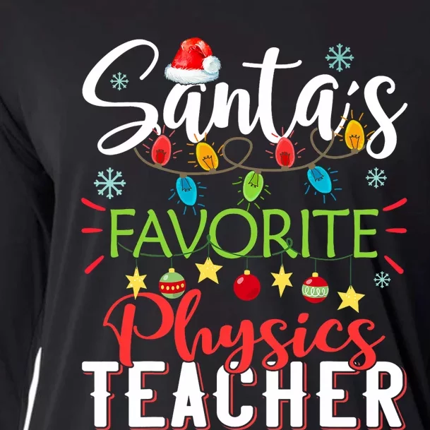 SantaS Favorite Physics Teacher Xmas Light Hat Christmas Cooling Performance Long Sleeve Crew