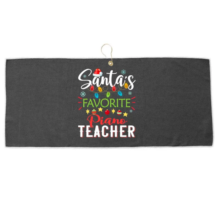 SantaS Favorite Piano Teacher Xmas Light Hat Christmas Large Microfiber Waffle Golf Towel