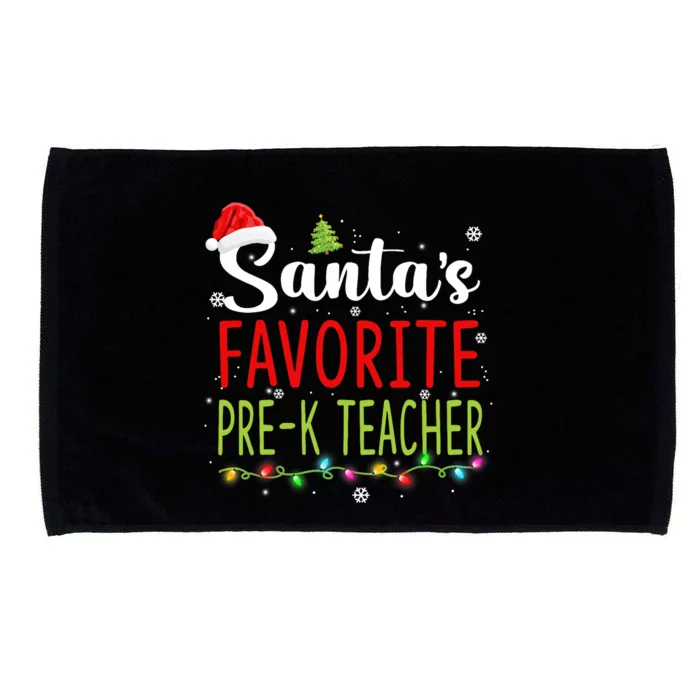 SantaS Favorite Prek Teacher Christmas Santa Hat Lights Microfiber Hand Towel