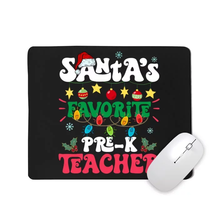 SantaS Favorite Prek Teacher Santa Hat Light Christmas Mousepad