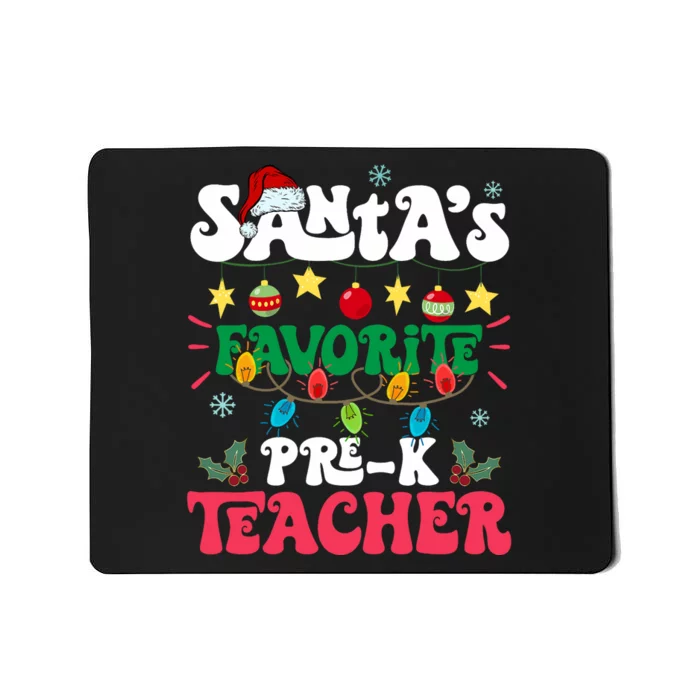 SantaS Favorite Prek Teacher Santa Hat Light Christmas Mousepad