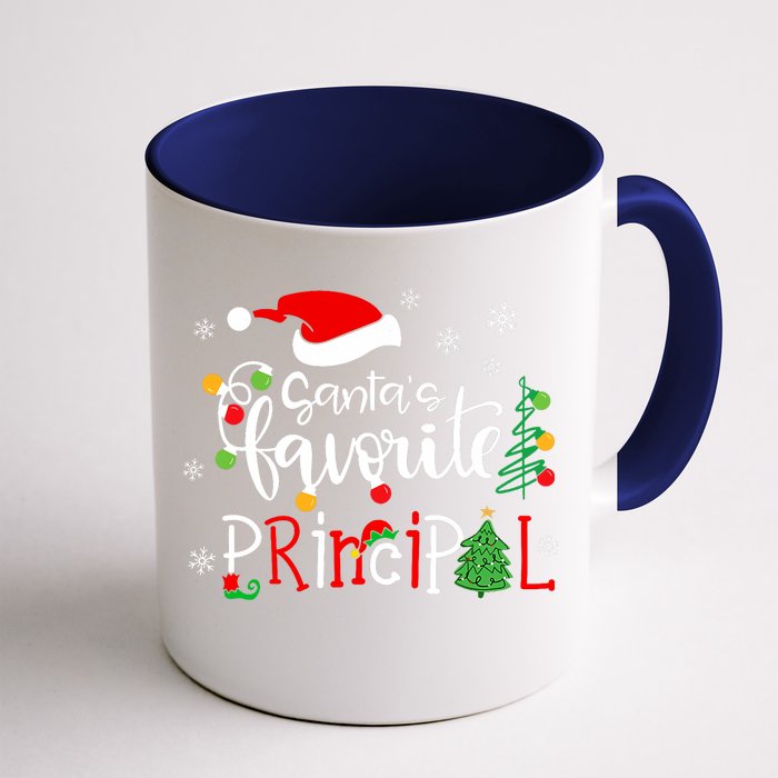 Santas Favorite Principal Funny Christmas Santa Hat Lights Front & Back Coffee Mug