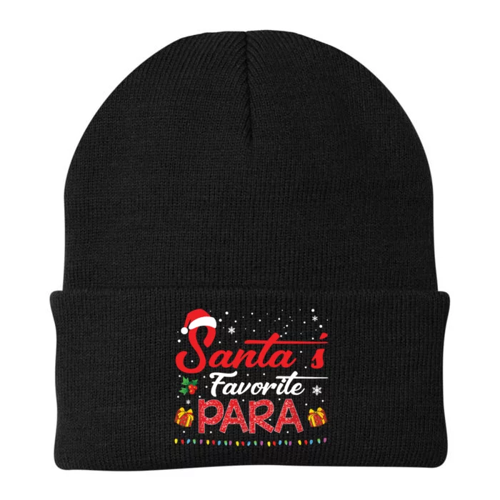 Santas Favorite Para Christmas Paraprofessional Teacher Knit Cap Winter Beanie