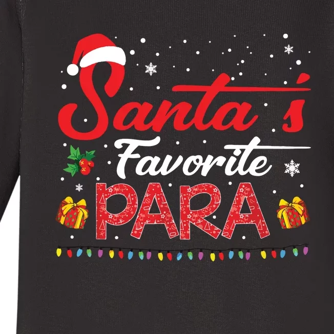 Santas Favorite Para Christmas Paraprofessional Teacher Baby Long Sleeve Bodysuit