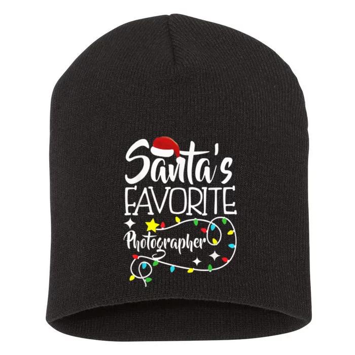 Santa's Favorite Photographer Christmas lights Santa Gifts Short Acrylic Beanie