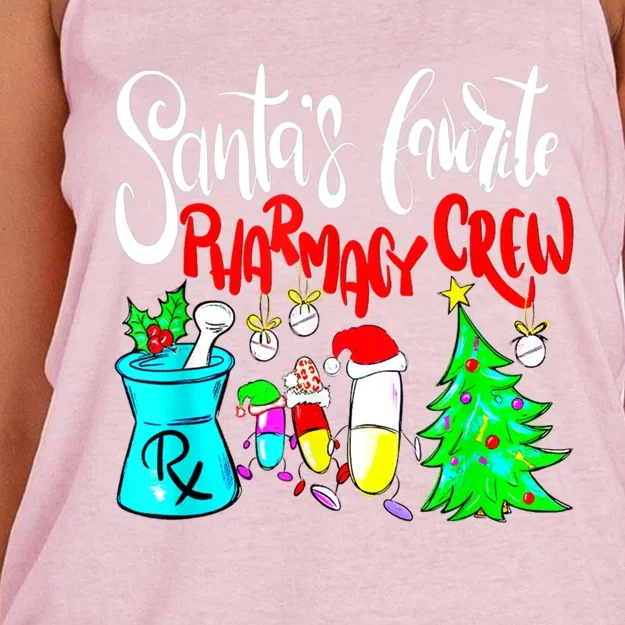 Santas Favorite Pharmacy Crew Xmas Funny Christmas Meaningful Gift Women's Knotted Racerback Tank