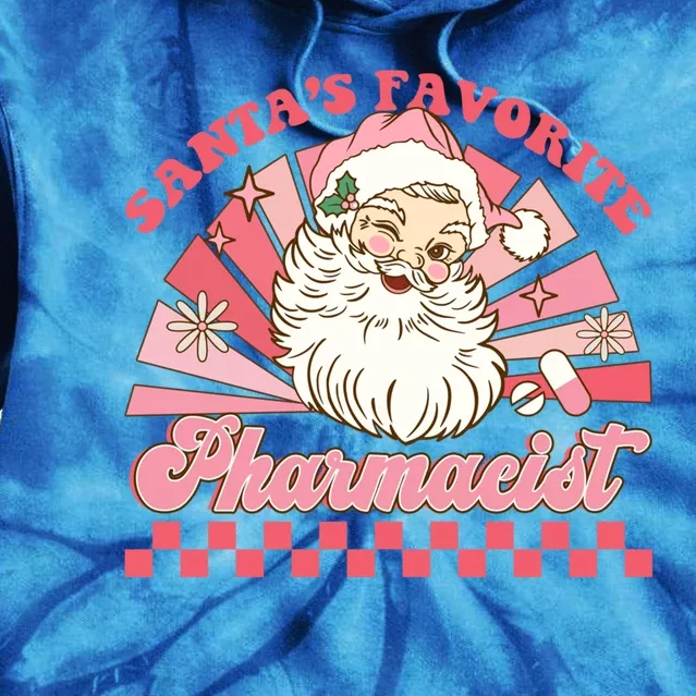 Santas Favorite Pharmacist Pharmacy Xmas Groovy Christmas Gift Tie Dye Hoodie