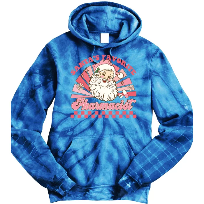 Santas Favorite Pharmacist Pharmacy Xmas Groovy Christmas Gift Tie Dye Hoodie