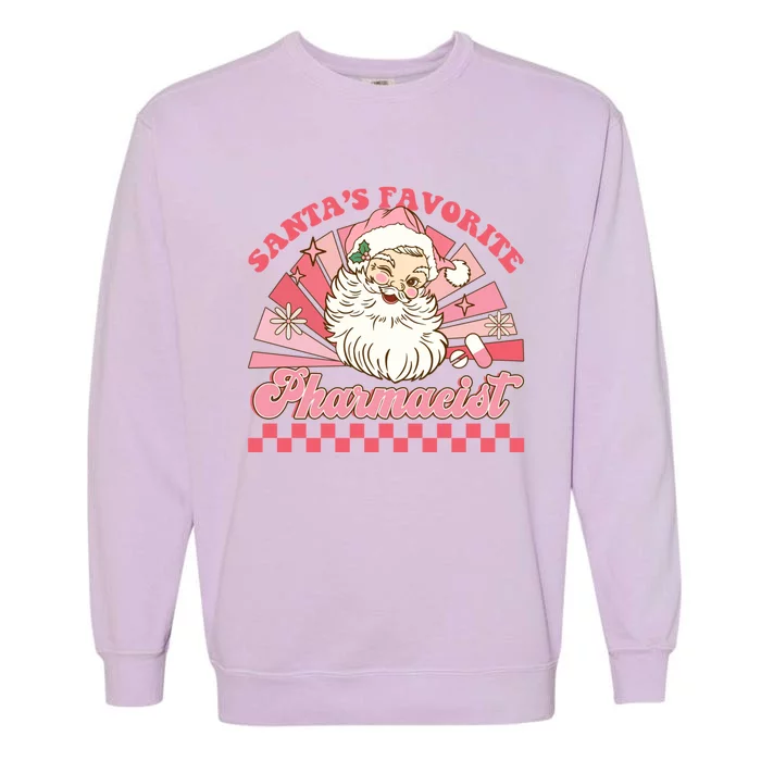 Santas Favorite Pharmacist Pharmacy Xmas Groovy Christmas Gift Garment-Dyed Sweatshirt