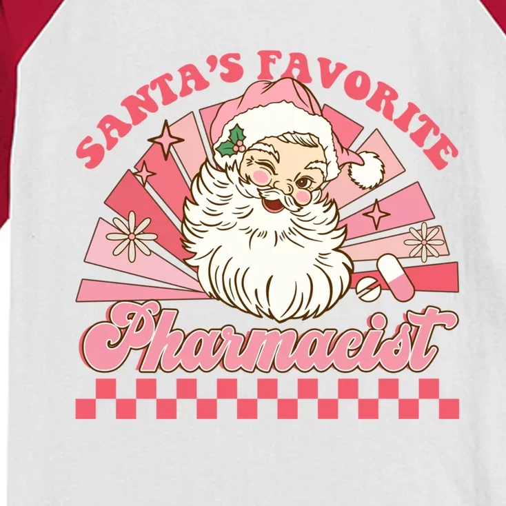 Santas Favorite Pharmacist Pharmacy Xmas Groovy Christmas Gift Kids Colorblock Raglan Jersey